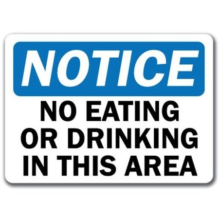 SIGNMISSION Safety Sign, 14 in Height, Plastic, 10 in Length, No Eating 1 NS-No Eating 1